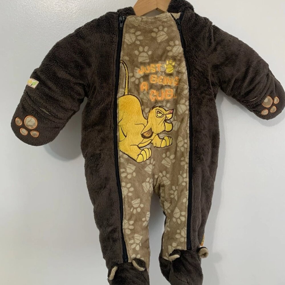 Disney Lion King Baby Snowsuit "Just being a Cub" Size 3-6 months -Preowned